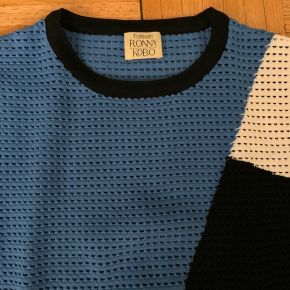 Torn by Ronny Kobo perforated colorblock sweater crew neck pullover - Picture 3 of 3